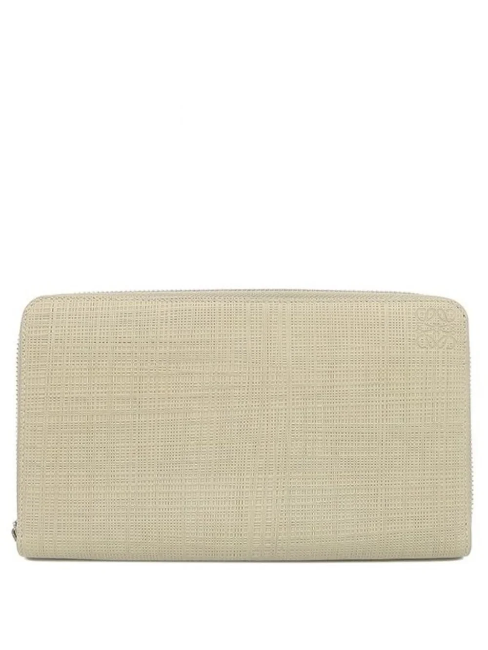 Loewe Wallet Linen Zip Around Organizer Leather Beige Silver Zip Anagram